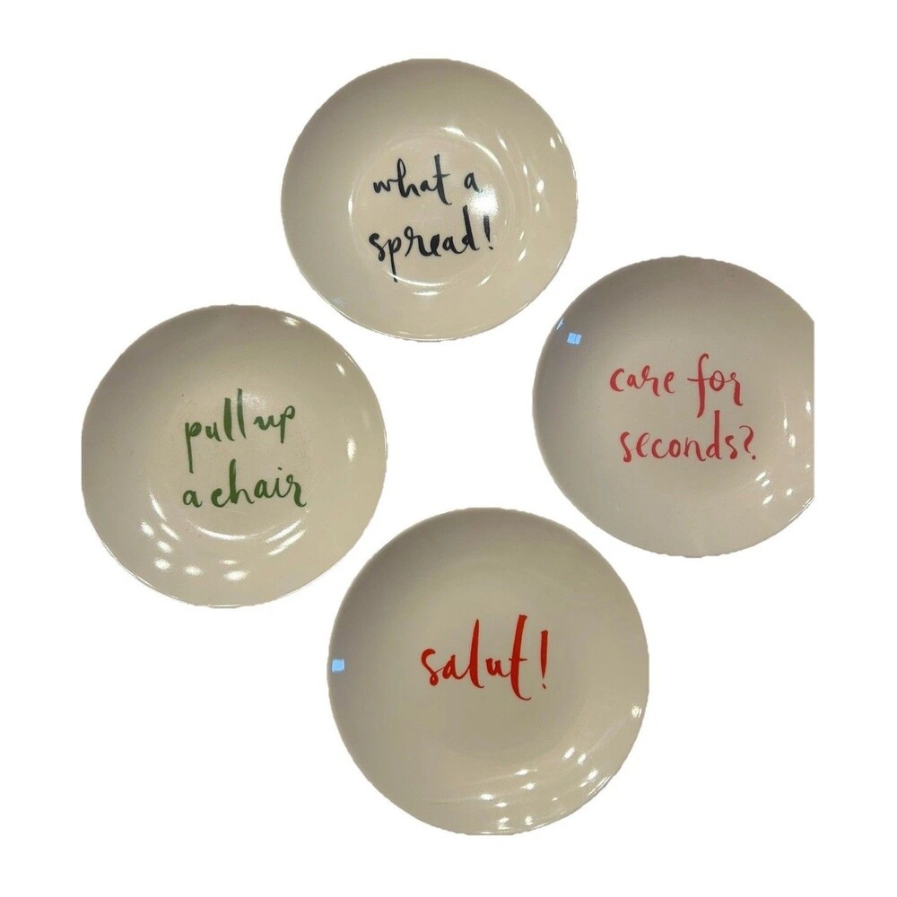 Kate Spade Tidbit Plates Multi Colored Set/4 Melamine 6" Serving Snacks Designer
